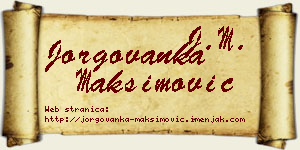 Jorgovanka Maksimović vizit kartica